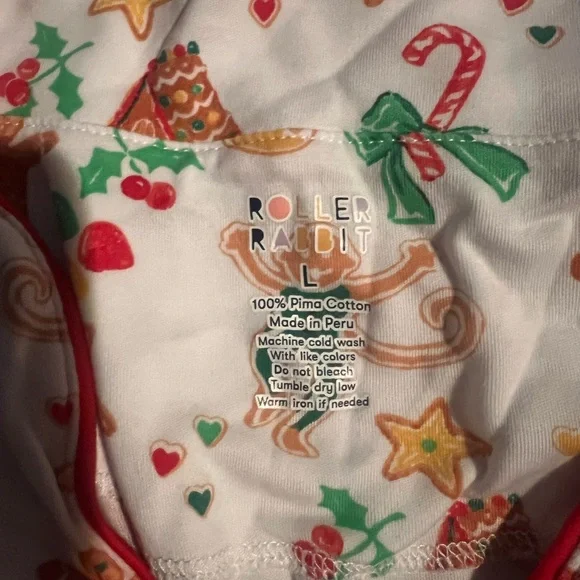 Roller Rabbit Gingerbread Party Long Sleeve Pajama Set Christmas 2024 NWOT - Picture 3 of 6